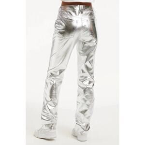 Good American good icon metallic faux leather pants in metallic - Size 6/28